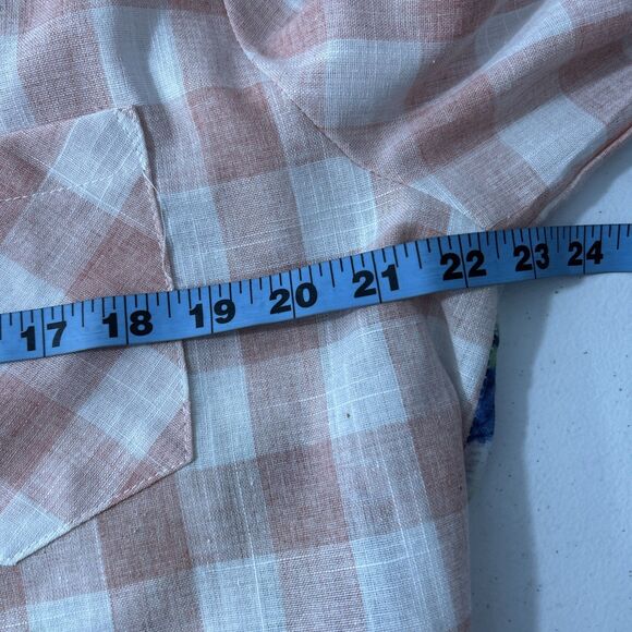 Creation Shirt Womens Large Pink Plaid Button Up Blouse Beach Vacation - Picture 6 of 8